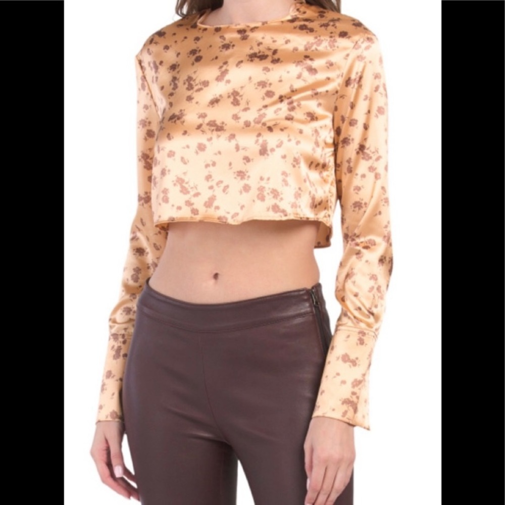 Zara Flower Print‎ Satin Crop Top